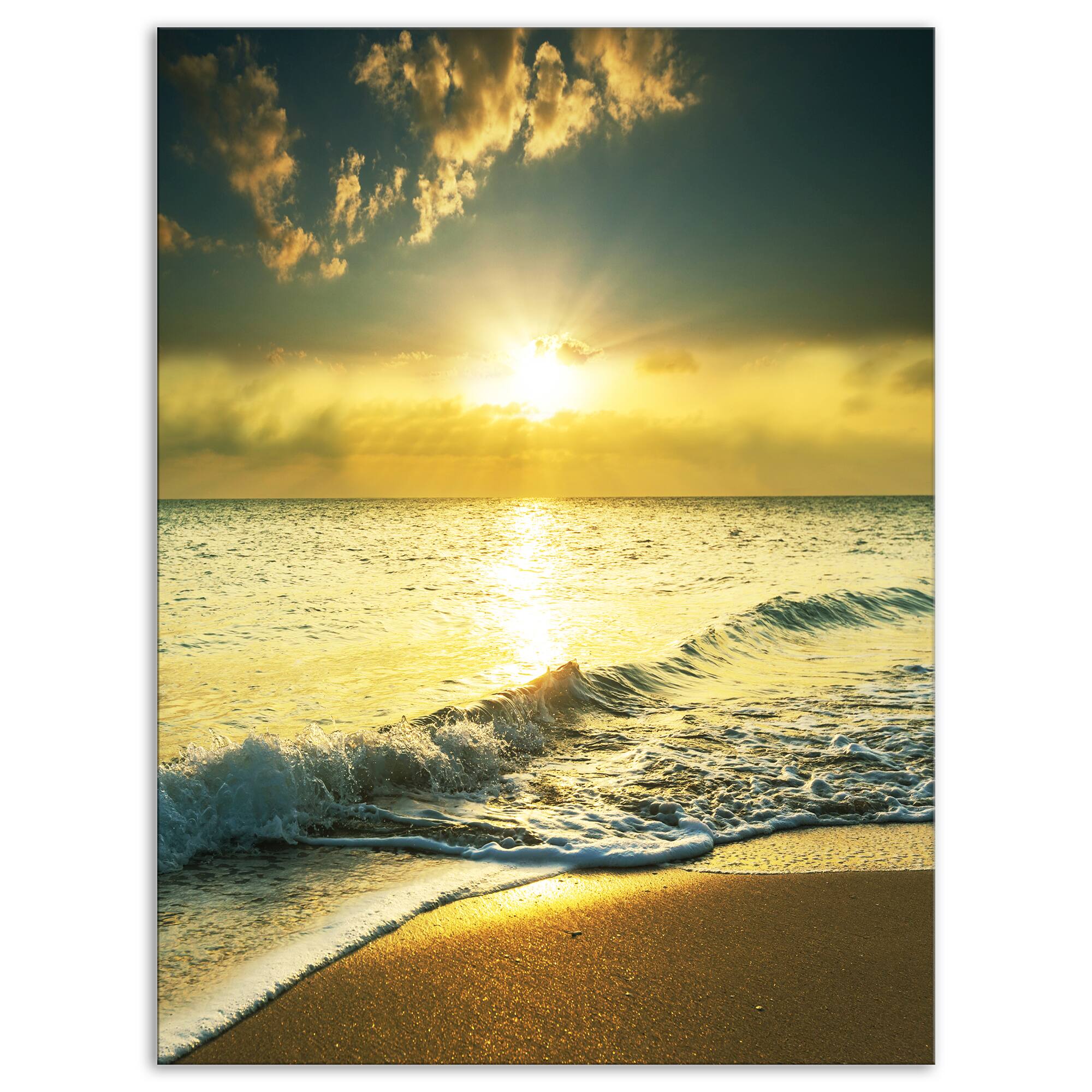 Designart - Yellow Sunlight over Crystal Waters
